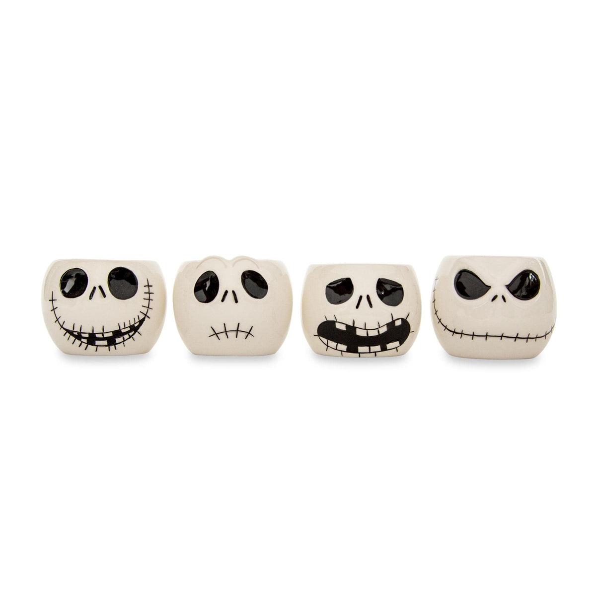 Vaso de shot mini de Silver Buffalo con Jack Skellington y caras variadas para coleccionismo.