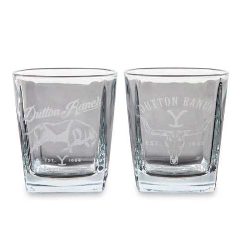 Vasos de roca Silver Buffalo Dutton Ranch 9 oz, conjunto de 2 para whisky en casa.