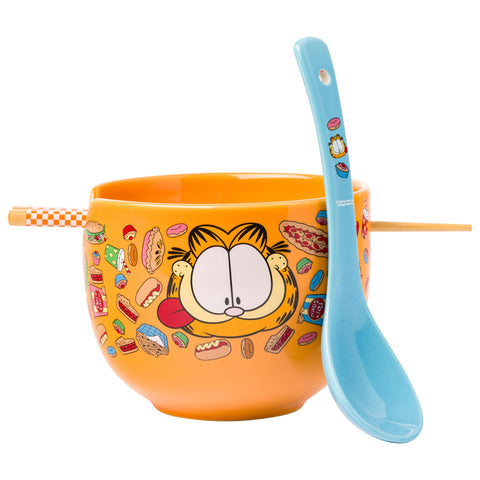 Tazón Garfield de Silver Buffalo para ramen, color naranja, ideal para comidas rápidas.