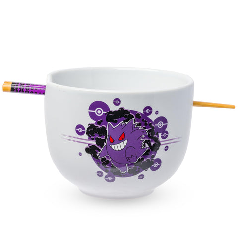 Tazón ramen Silver Buffalo Gengar Poké Balls, ideal para comidas reconfortantes.