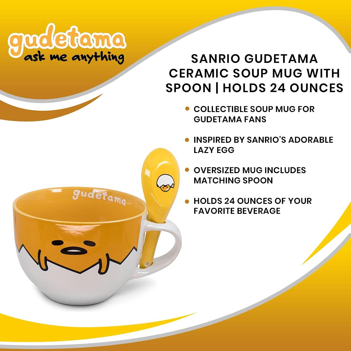 Apto microondas y lavavajillas fácil de limpiar Gudetama