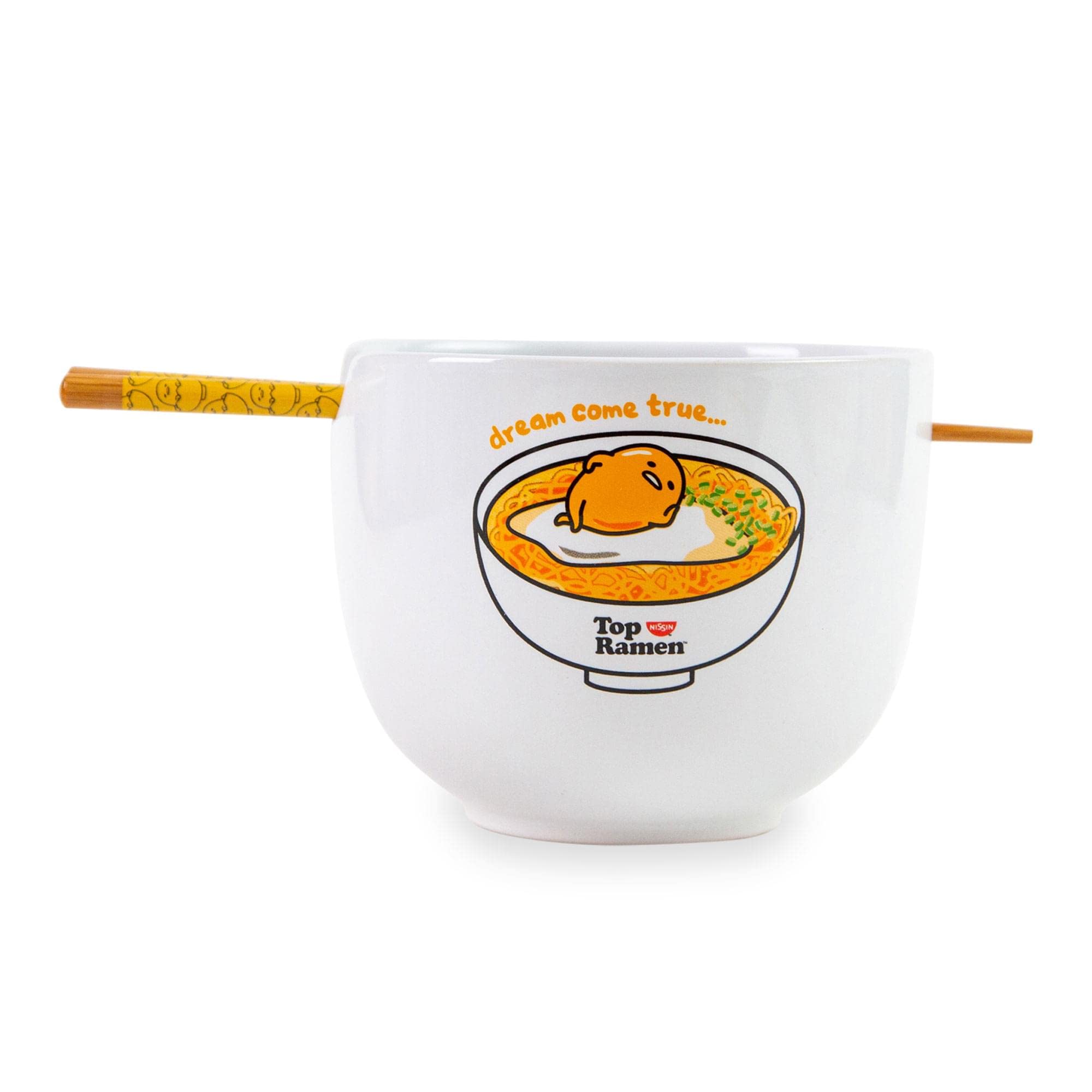 Gudetama en el diseño del tazón, listo para ramen sabroso.