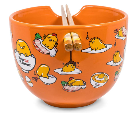 Palillos de madera Gudetama con soporte integrado, práctico para comer.