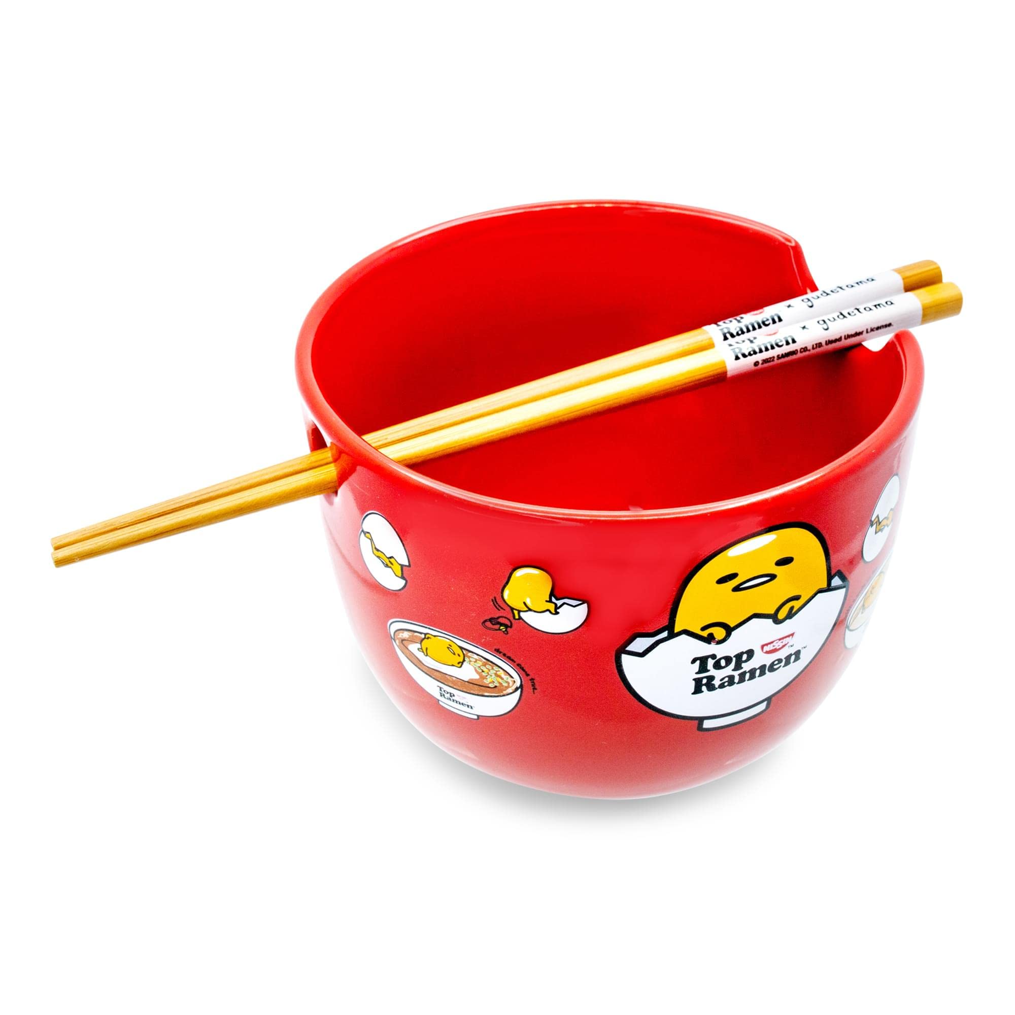Palillos de madera incluidos con Silver Buffalo Gudetama Top Ramen para comer.