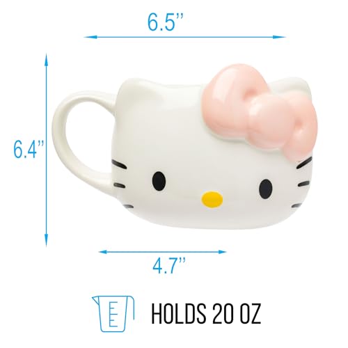 Taza de cerámica 20 onzas Silver Buffalo Hello Kitty, para despertar con tu bebida preferida.