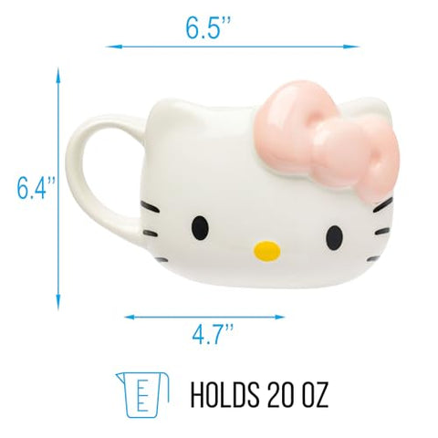 Taza de cerámica 20 onzas Silver Buffalo Hello Kitty, para despertar con tu bebida preferida.