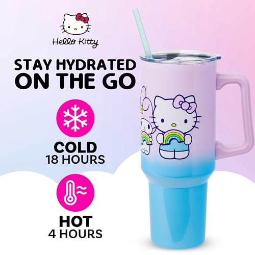 Hello Kitty en degradado rosa-azul, ideal para mantener bebidas frías.