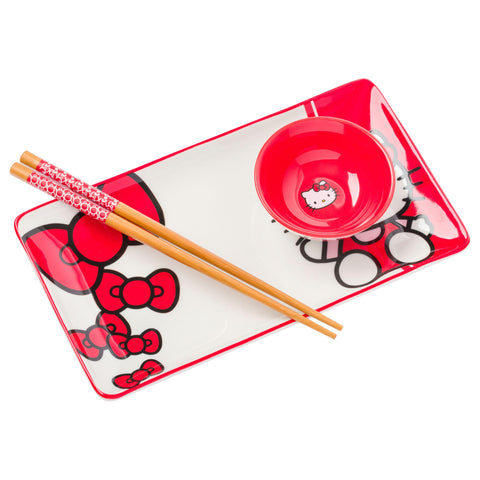 Hello Kitty plato-sushi-ceramico de Silver Buffalo, ideal para servir sushi.