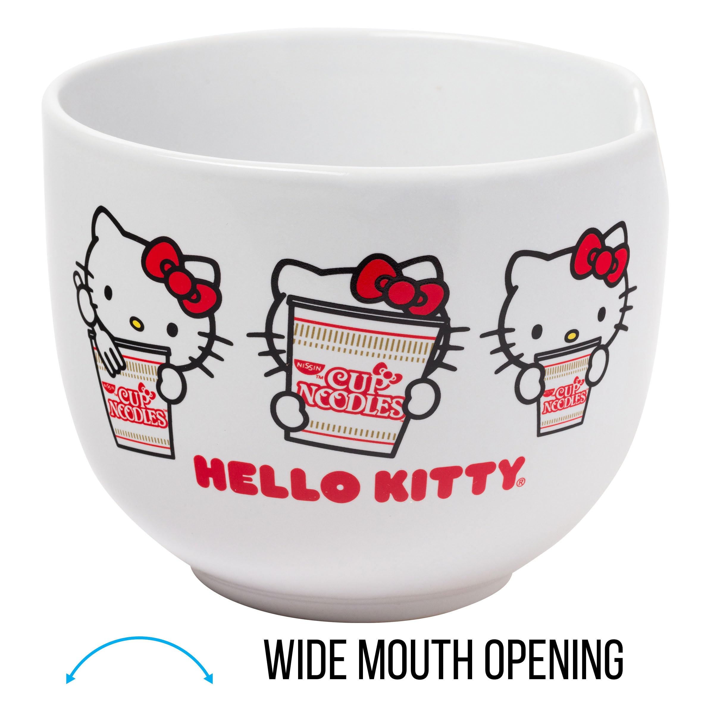 Tazón de ramen Silver Buffalo, diseño Hello Kitty para porciones generosas.