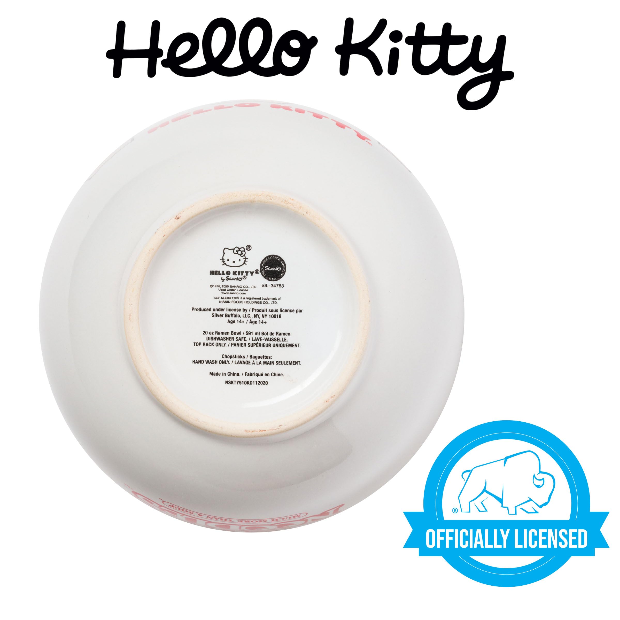 Tazón Hello Kitty Silver Buffalo para comidas diarias, calientes o frías.