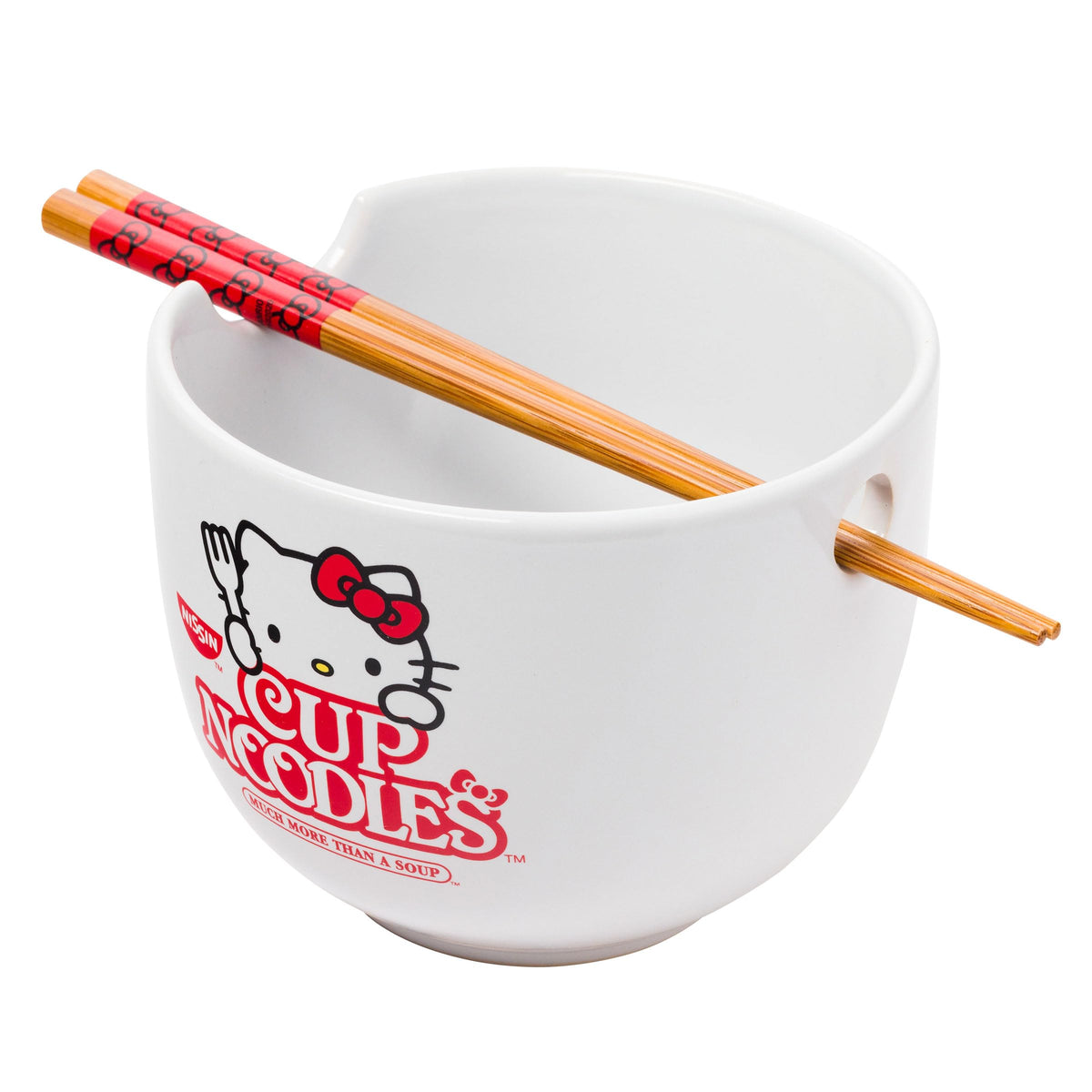 Tazón de ramen Hello Kitty de Silver Buffalo con palillos, ideal para porciones de 20 onzas.