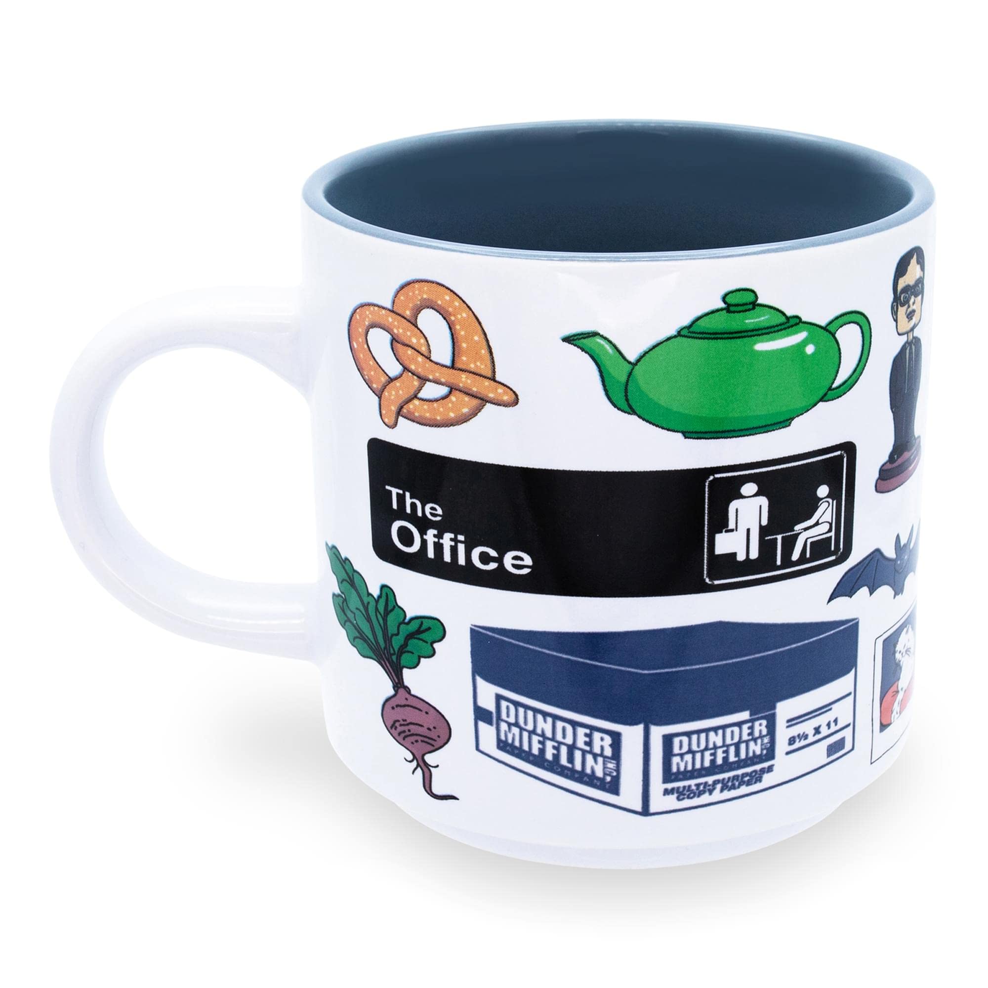 Taza cerámica Silver Buffalo con iconos de oficina para empezar el día