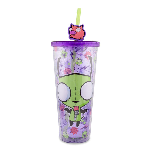 Copa fría Silver Buffalo Invader ZIM GIR con patrón central para llevar bebidas.