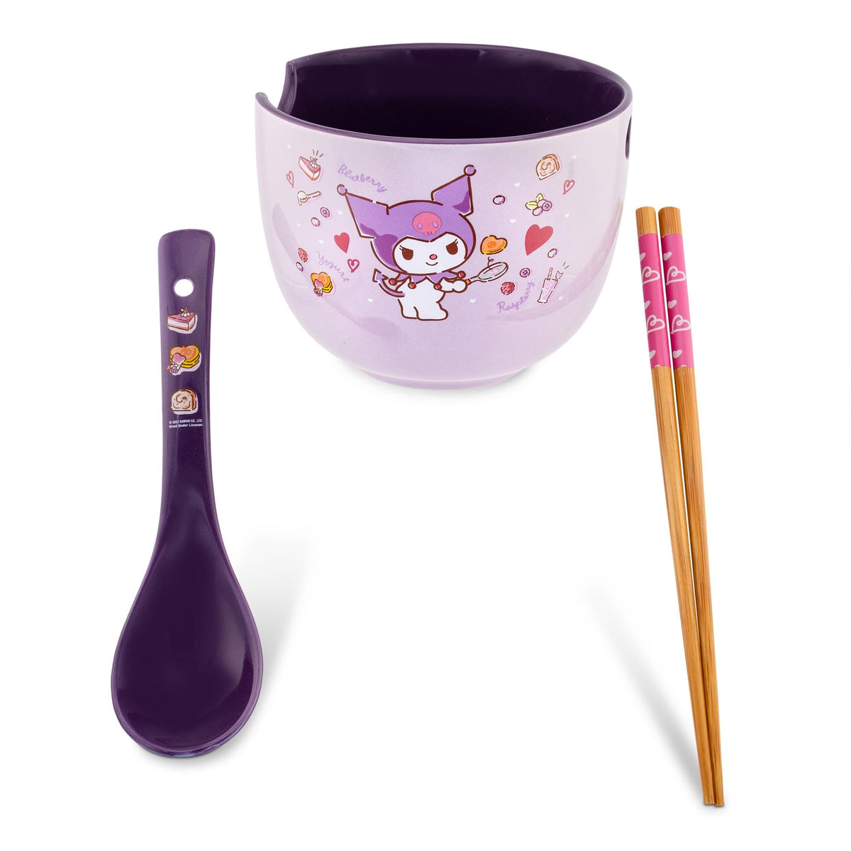 Cuenco de ramen de 20 onzas Silver Buffalo Kuromi, ideal para porciones generosas.