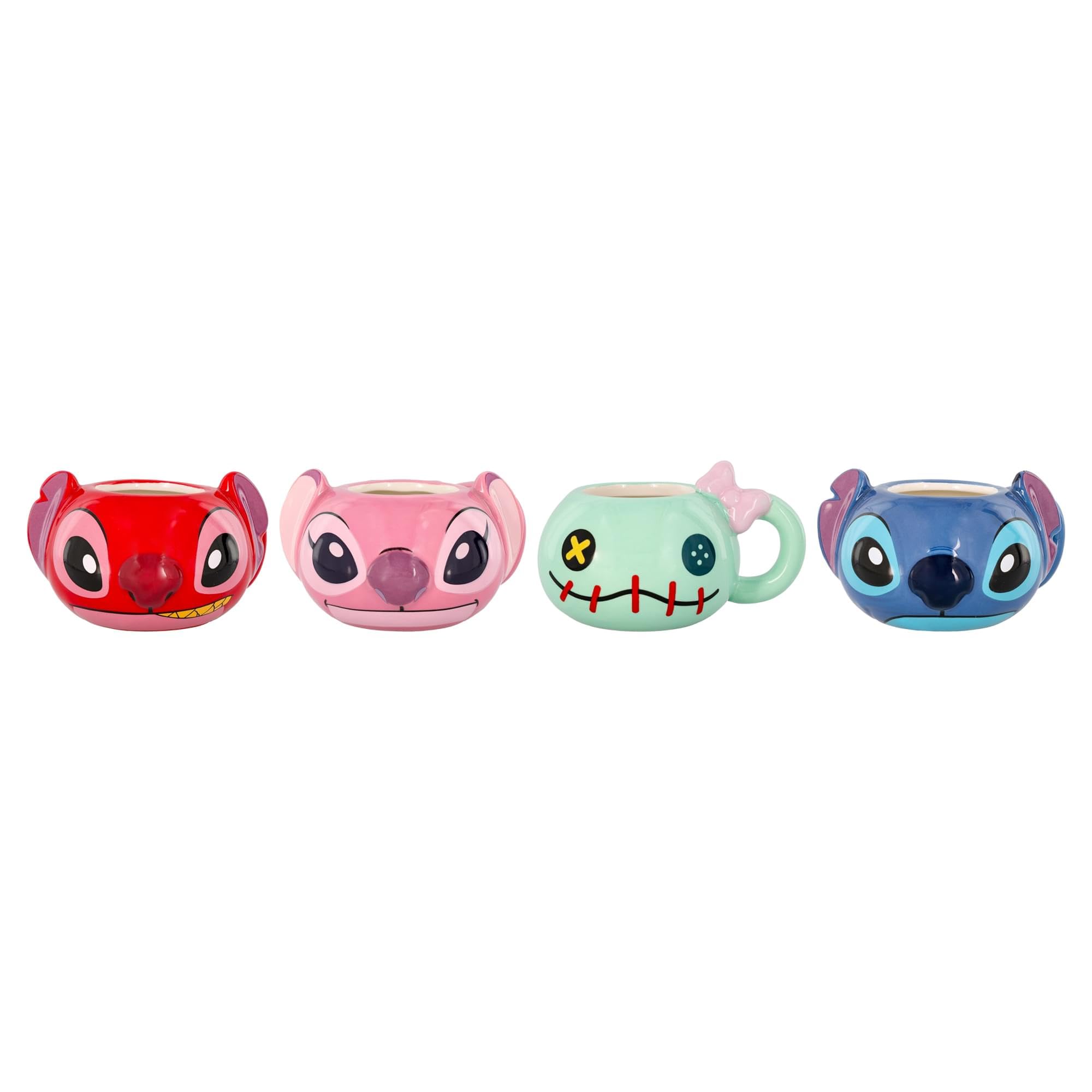 Silver Buffalo, cara de Stitch, taza mini escultada para colección y sorbos cortos.