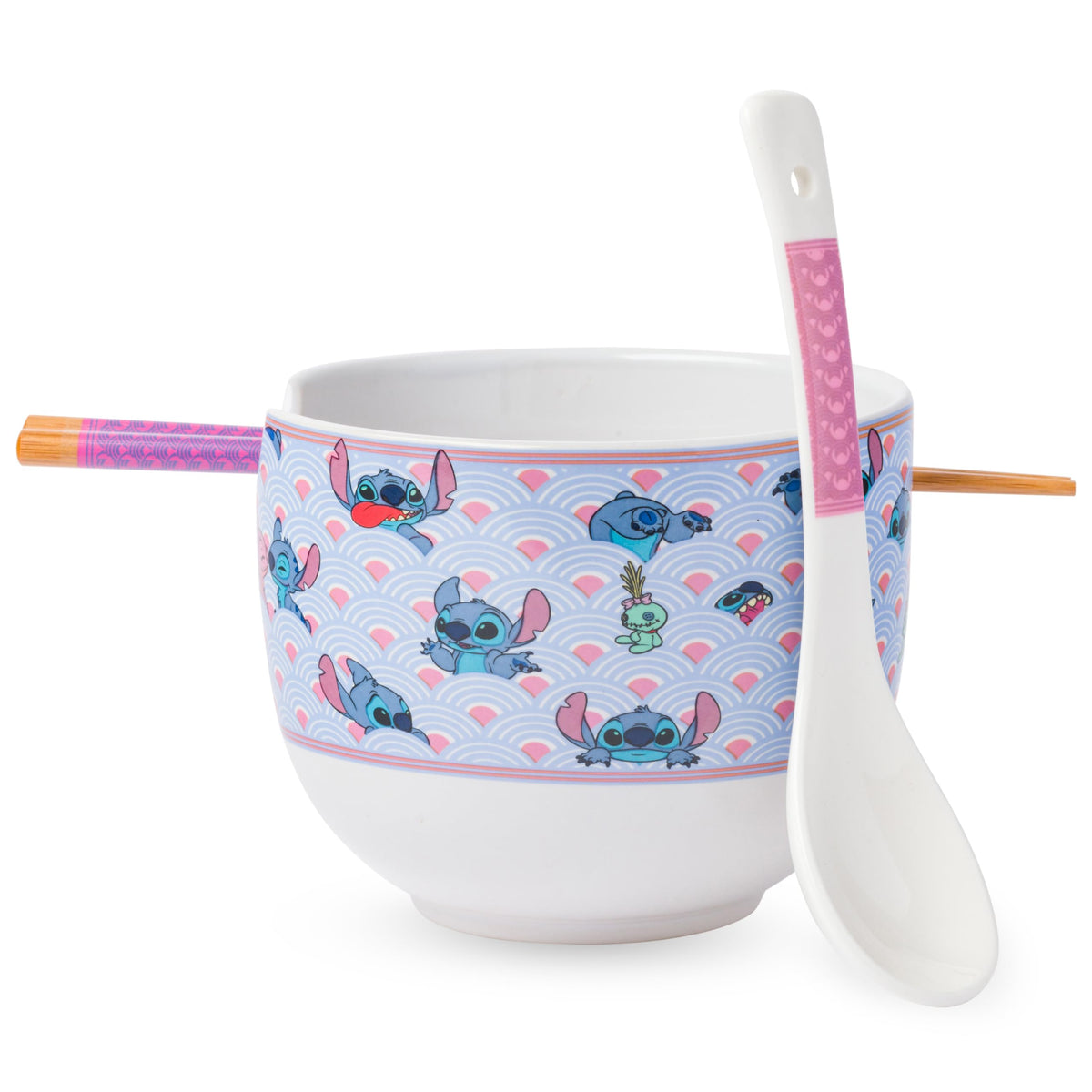 Tazón cerámico para ramen de Silver Buffalo con Lilo y Stitch, boca amplia para porciones grandes