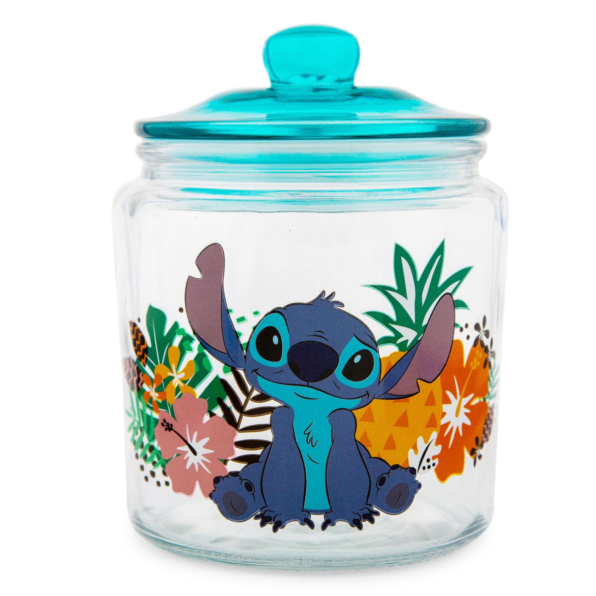 Tarro de vidrio Silver Buffalo con Lilo y Stitch, ideal para almacenar galletas.