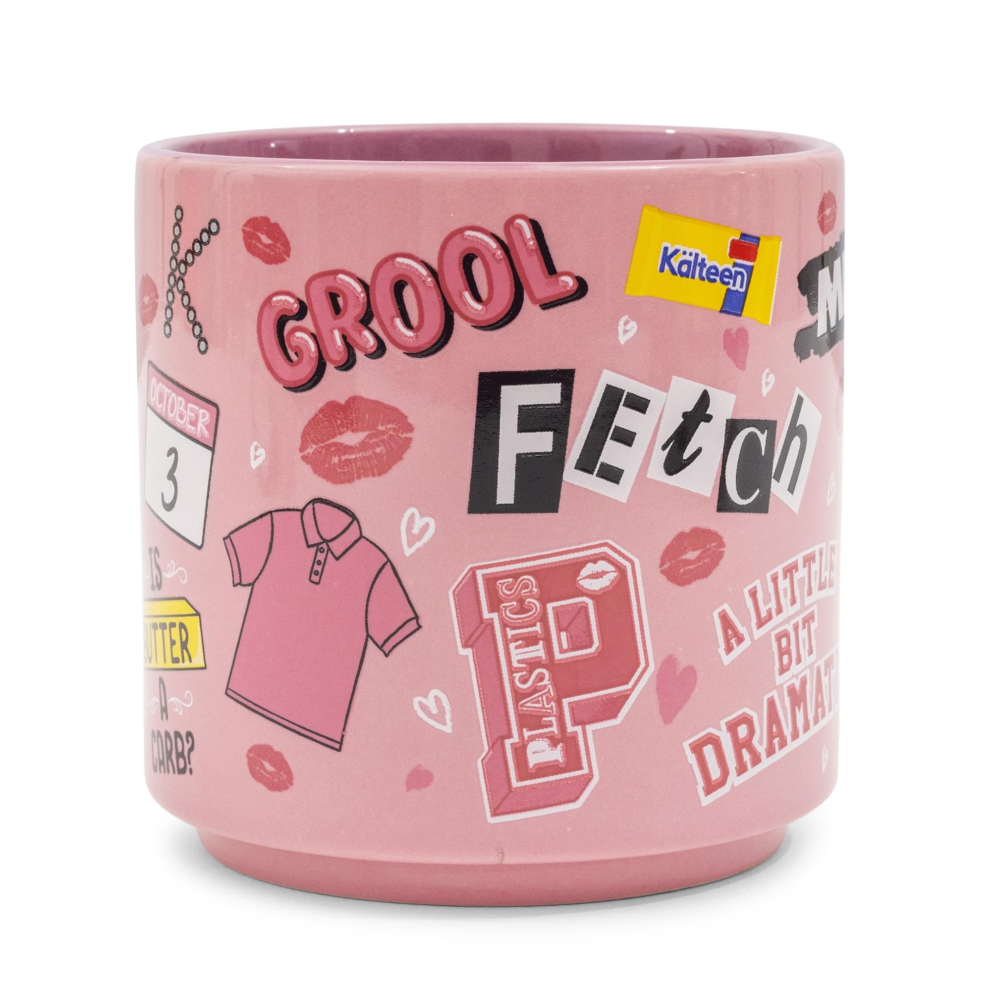 Taza Silver Buffalo Mean Girls, labios estampados, perfecto para té o café.