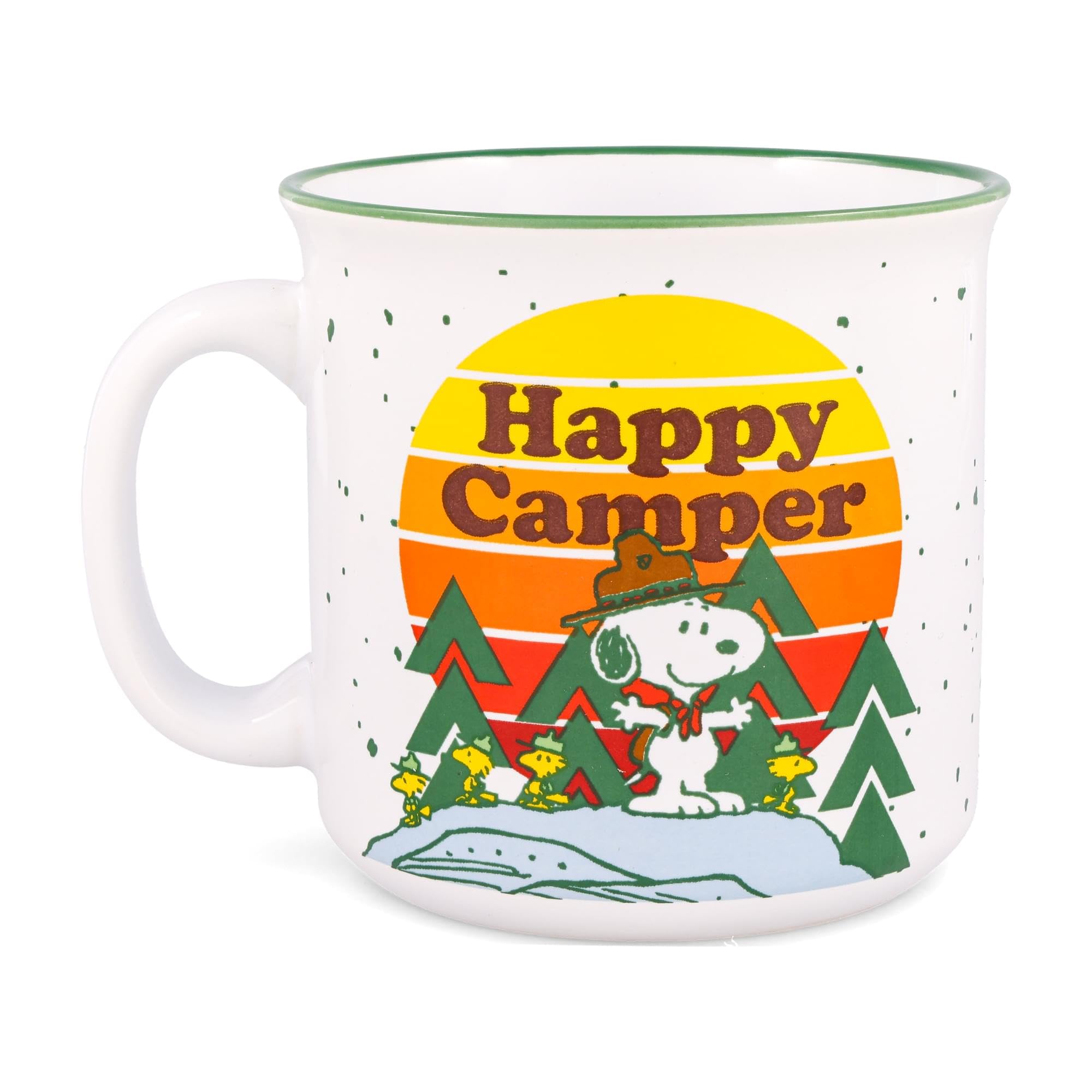 Silver Buffalo Peanuts Happy Camper: taza con Snoopy y Woodstock para camping.