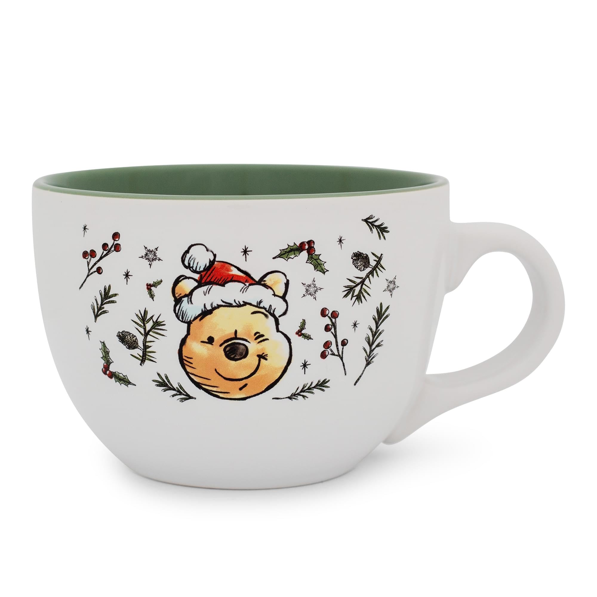 Pooh con gorro de Navidad, detalle festivo para bebidas y postres.