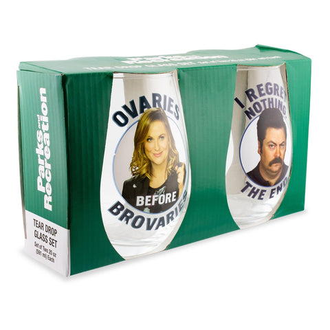 Conjunto de dos vasos Silver Buffalo, ideal como regalo para fans de Parques y Recreación