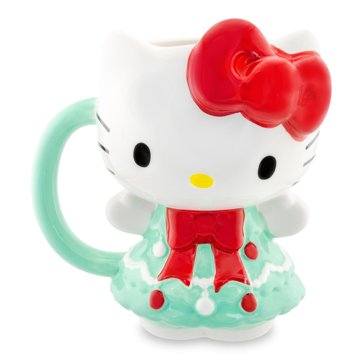 Silver Buffalo Hello Kitty taza 3D navidad, ideal para colección festiva.