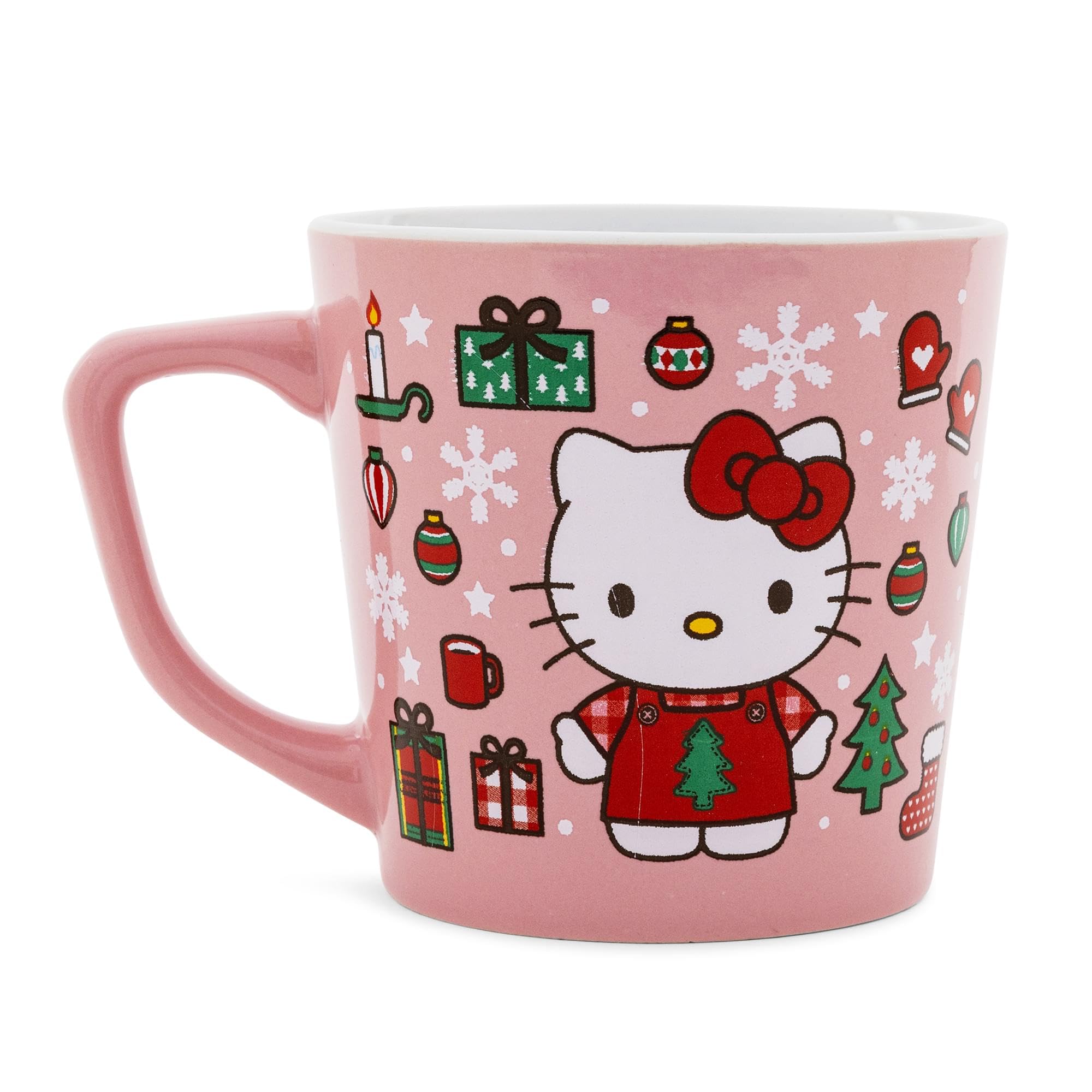 Vista panorámica de la taza Hello Kitty, color rosa, estilo festivo Silver Buffalo.