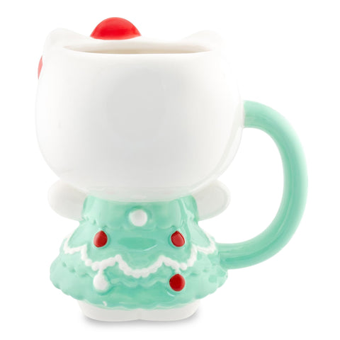 Lazo y rasgos en 3D destacan, taza cerámica festiva Hello Kitty.