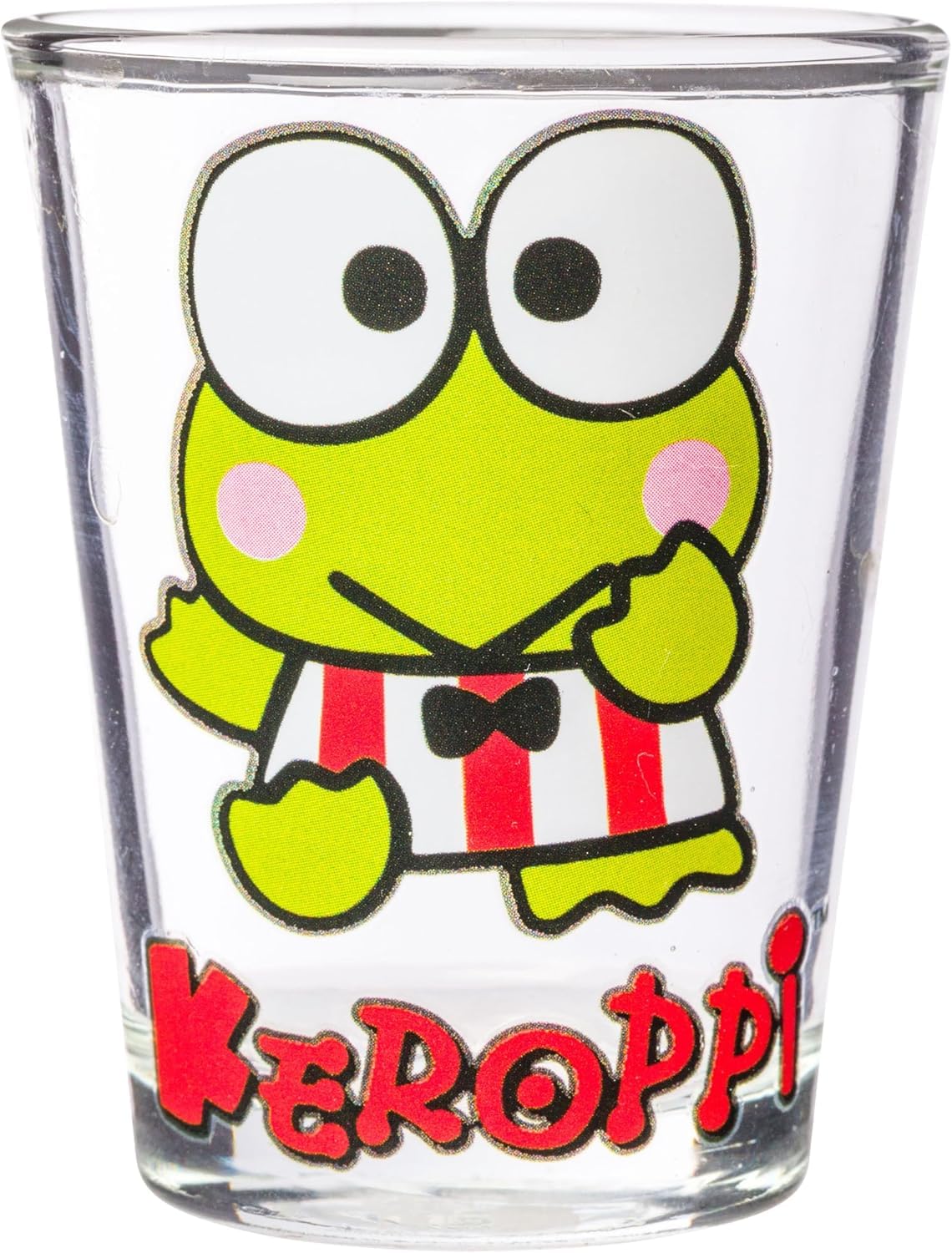 Vaso mini de Keroppi sonriendo con energía, ideal para sorprender invitados