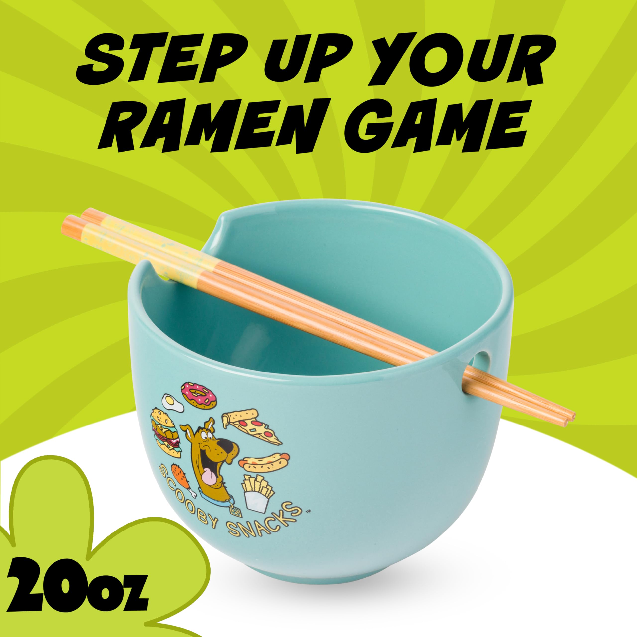 Silver Buffalo Scooby Snacks tazon con palillos, perfecto para ramen o arroz.