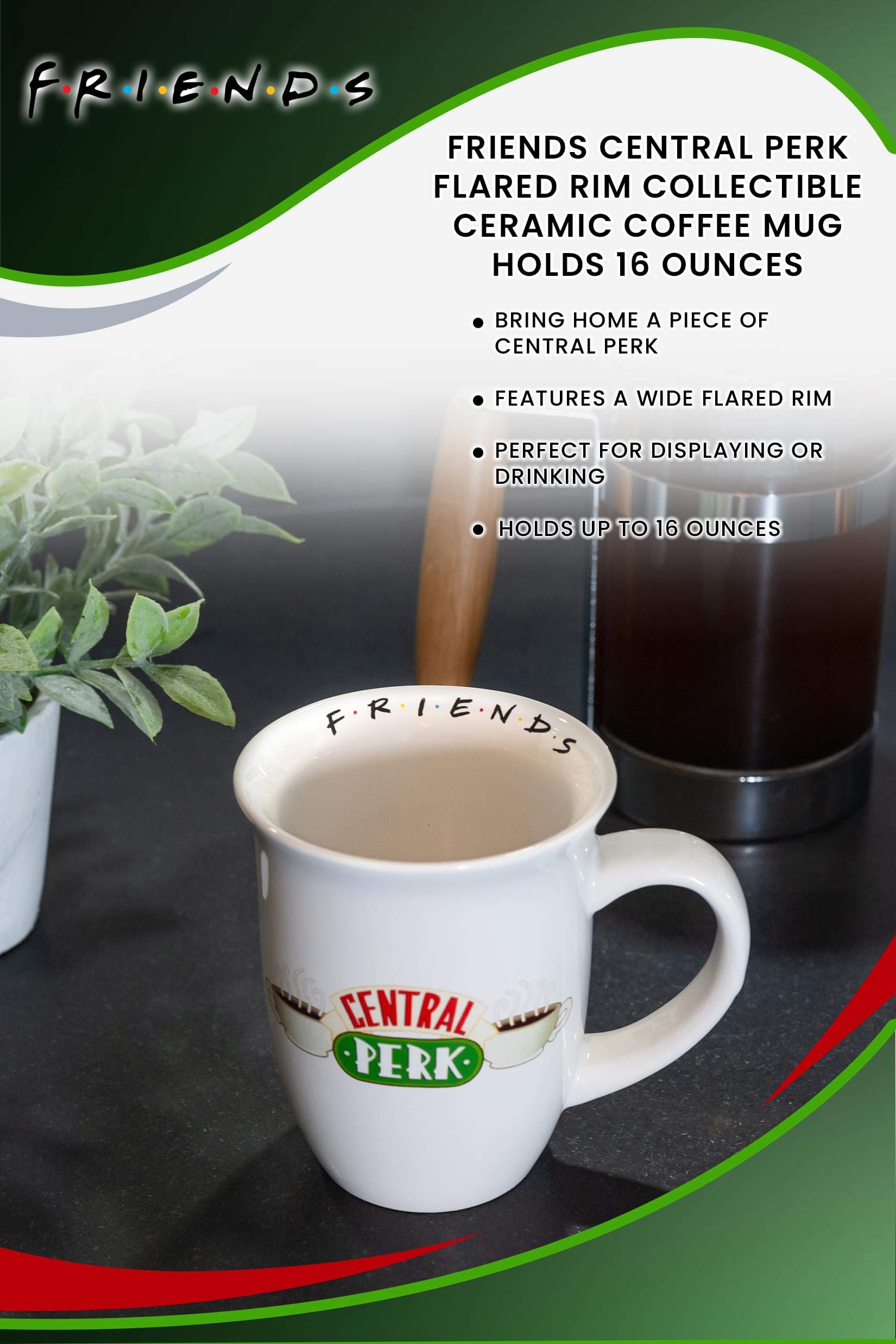 Acabado brillante de la taza Central Perk de Silver Buffalo, llamativa