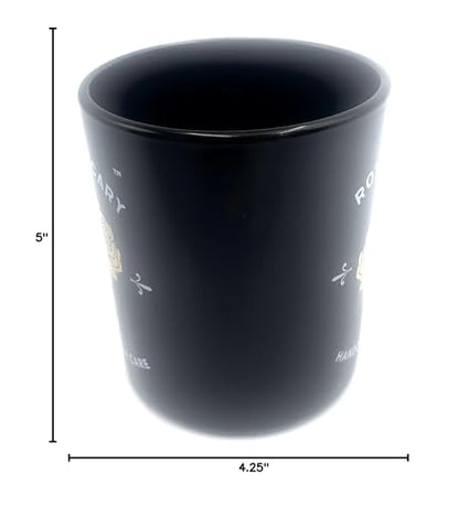 Taza Silver Buffalo para café o té diario, con el logo Rose Apothecary.