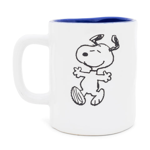 Taza Silver Buffalo Snoopy con asa cómoda para bebidas calientes