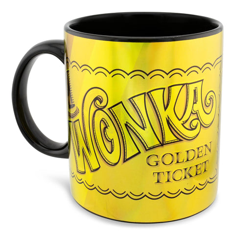 Taza Silver Buffalo Willy Wonka con ticket dorado para despertar la imaginación cada mañana