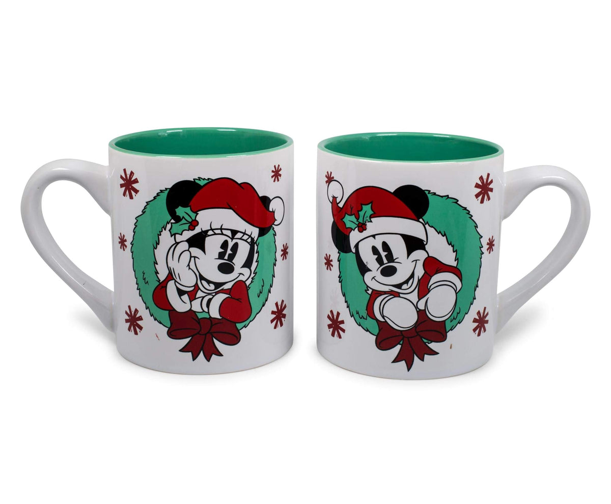 Tazas Mickey y Minnie de Silver Buffalo, conjunto festivo para reuniones.