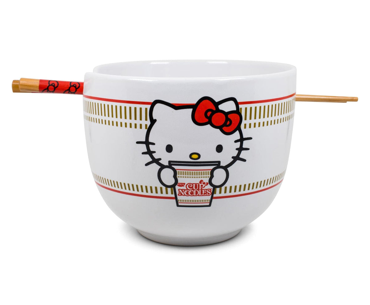 Tazón ramen Hello Kitty de Silver Buffalo, cerámica resistente y apta para microondas.