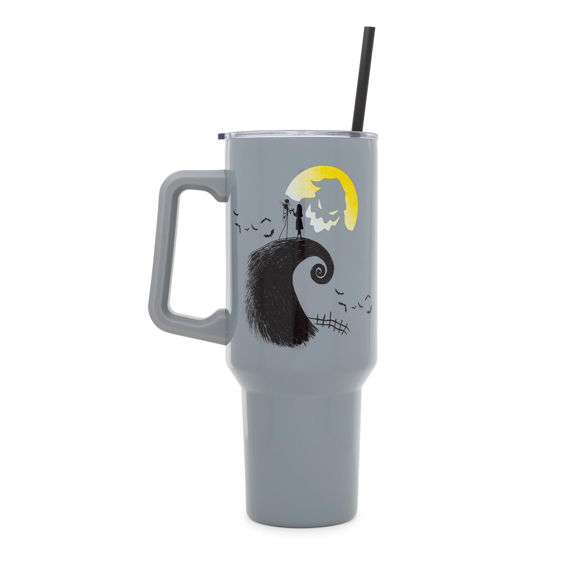 Tumbler Silver Buffalo diseño jack-sally en loma con murciélagos