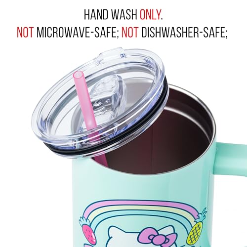 Vaso Hello Kitty color menta, diseño kawaii en dos caras.