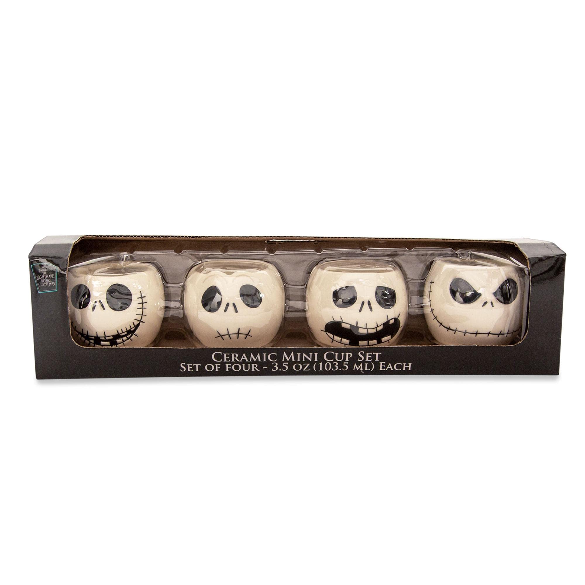 Conjunto de cuatro vasos mini cerámicos, licencia oficial Disney.