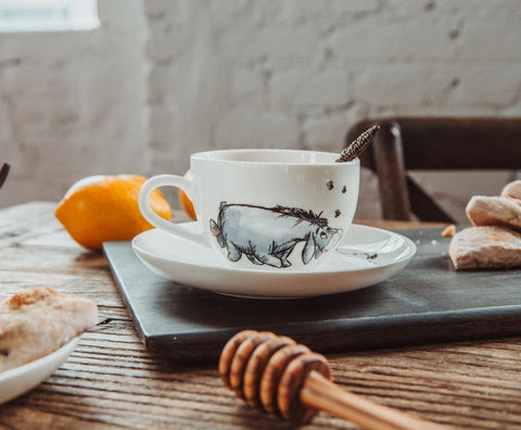 Diseño de porcelana de hueso de Silver Buffalo, apto para uso diario con cuidado.