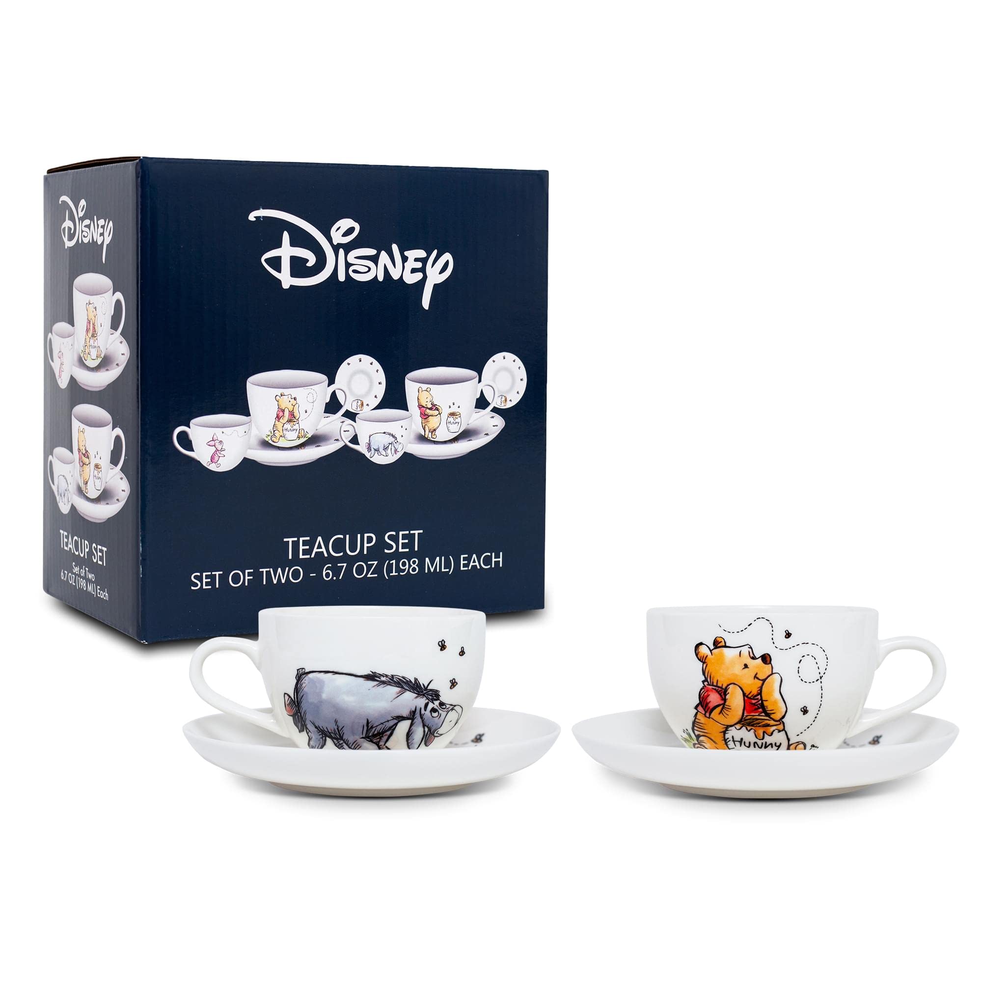 Silver Buffalo Winnie the Pooh: platillos con pot de miel y abejas, elegante presentación.