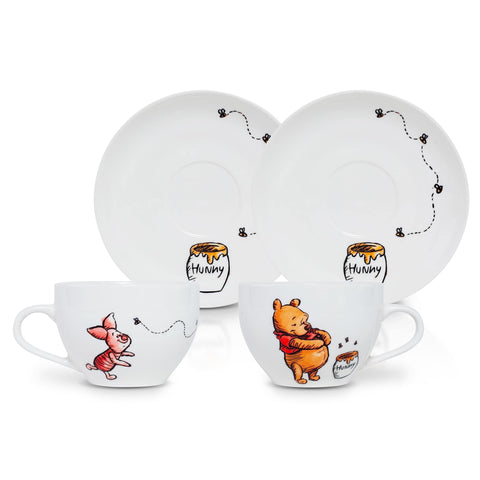 Winnie the Pooh de Silver Buffalo: tazas con Piglet y Eeyore, perfecto para hora del té.
