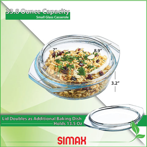 SIMAX cazuela de vidrio apta para microondas, recalentamiento rápido.