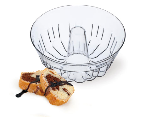 Molde SIMAX Bundt de vidrio acanalado, 8 pulgadas, presentación elegante para pasteles.