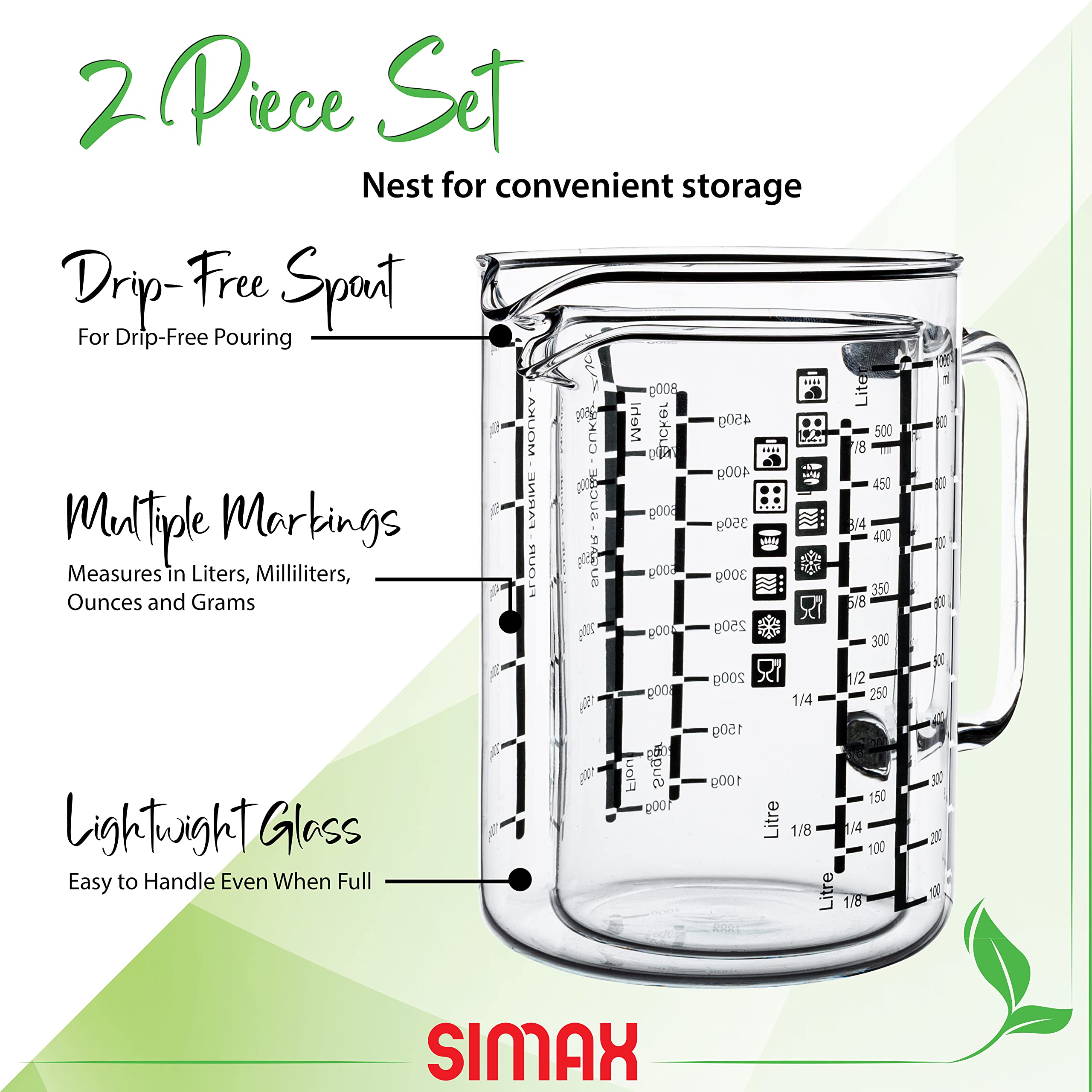 SIMAX taza medición 16 oz para medir líquidos con precisión