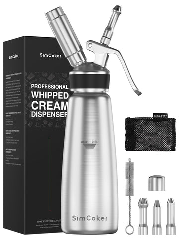SimCoker dispensador crema batida 500 ml para postres profesionales