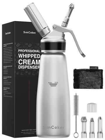 SimCoker espumador de nata de aluminio 500 ml listo para postres.