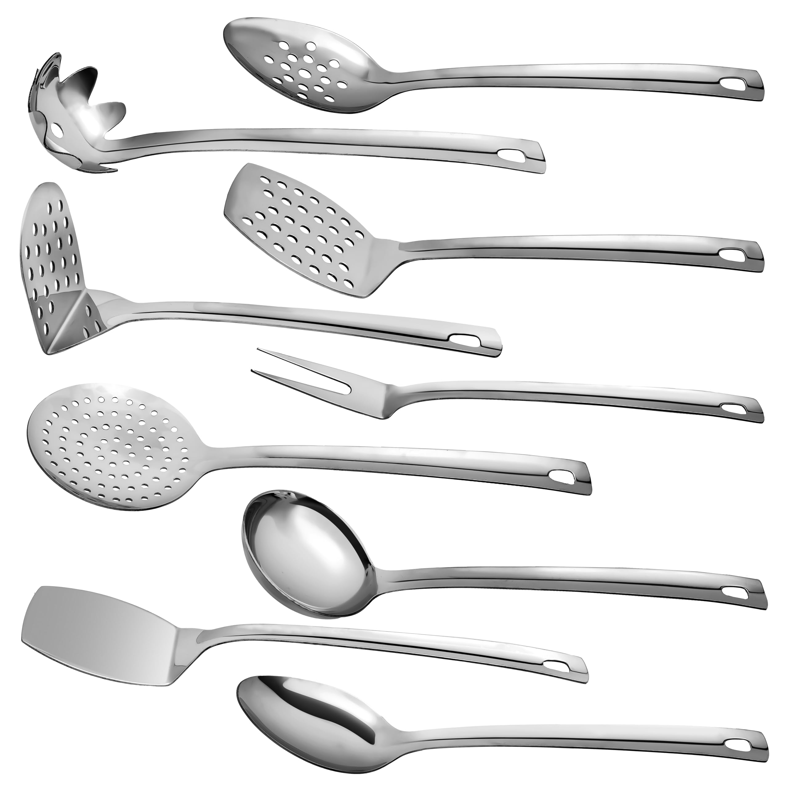 Simcs tenedor de carnes de acero inoxidable, diseño robusto para voltear y servir.