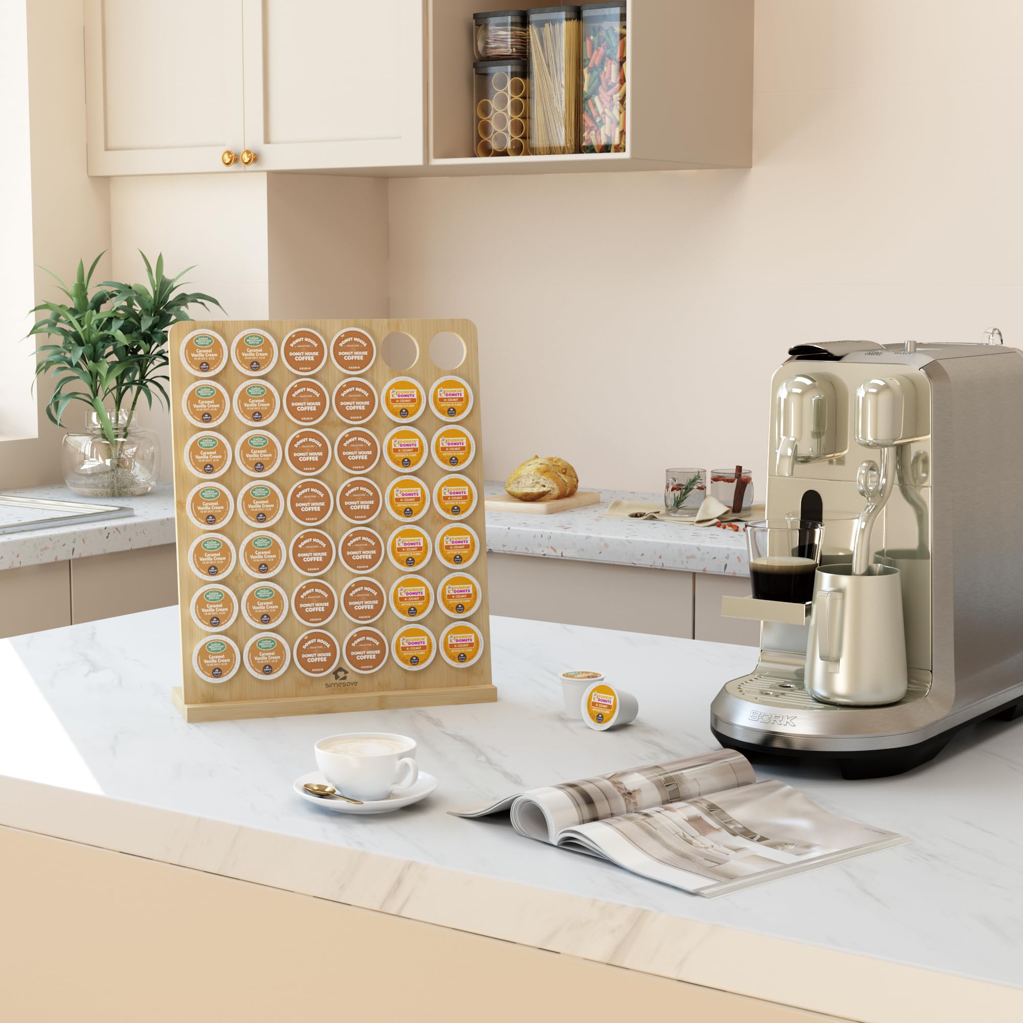 Simesove portacápsulas de bambú con diseño sencillo y elegante para cocinas
