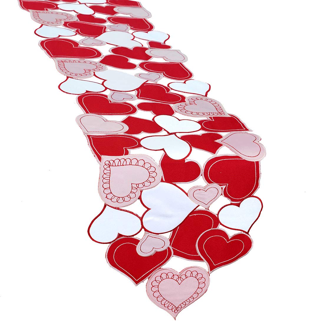 Simhomsen camino de mesa bordado con corazones rojos, ideal para cenas románticas